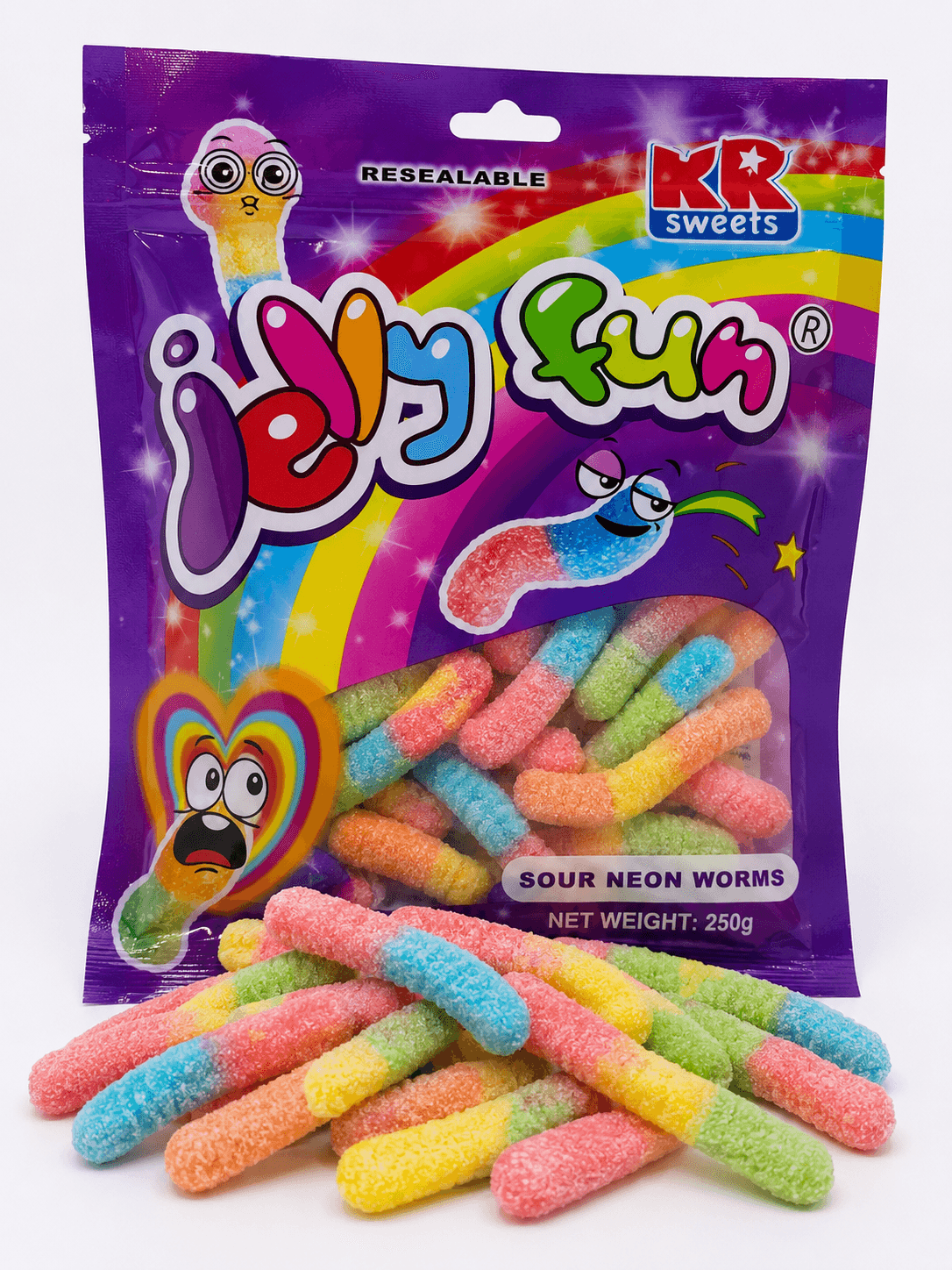 Jelly Fun 250g - Sour Neon Worms