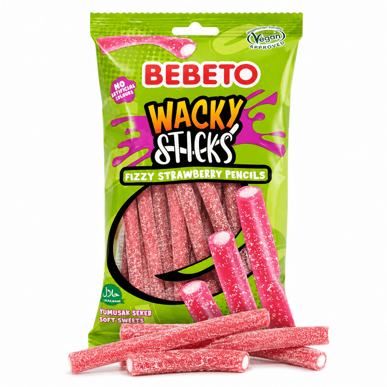 Bebeto Wacky Sticks Fizzy Strawberry Pencils (140g)