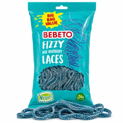 Bebeto Fizzy Blue Raspberry Laces 220g