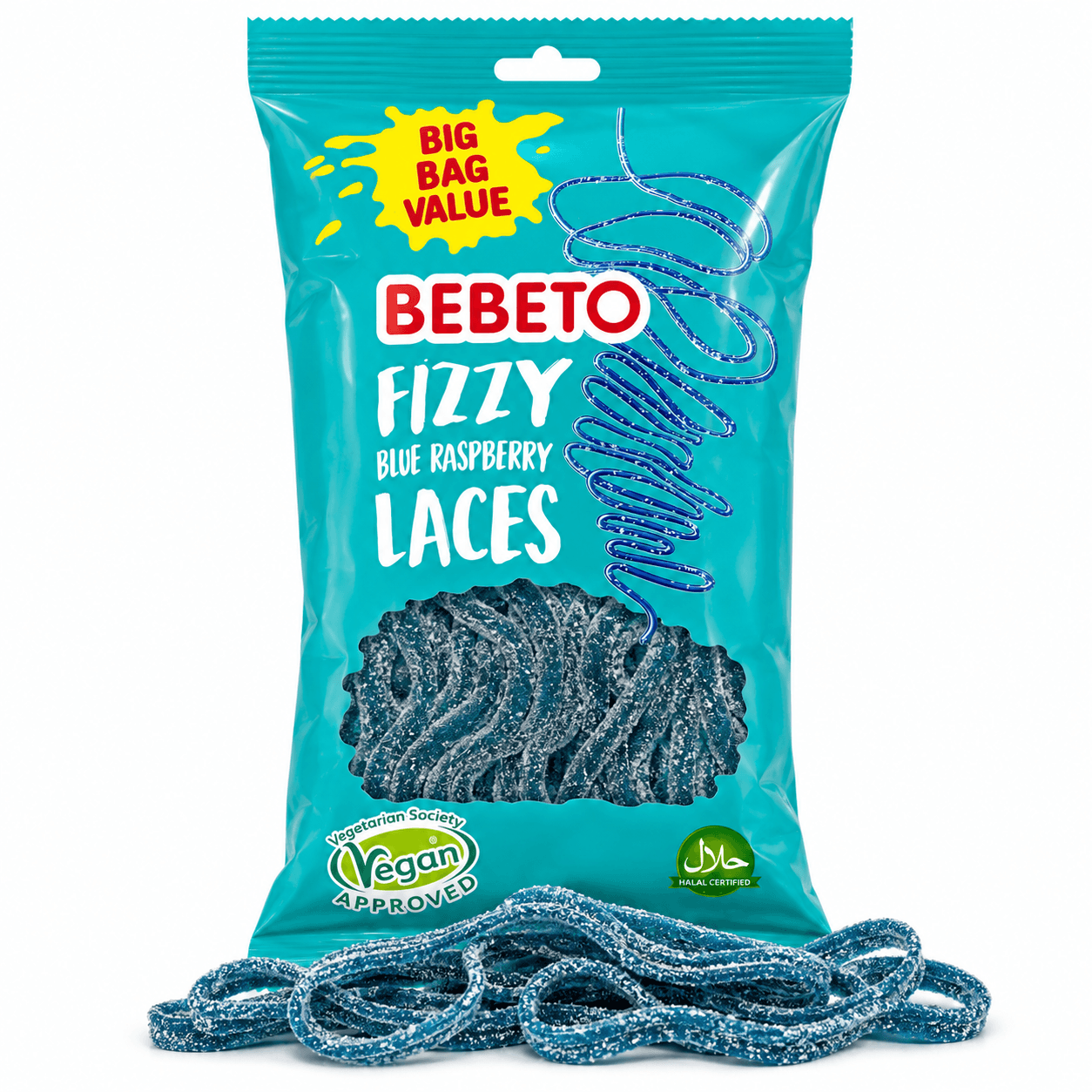 Bebeto Fizzy Blue Raspberry Laces 220g