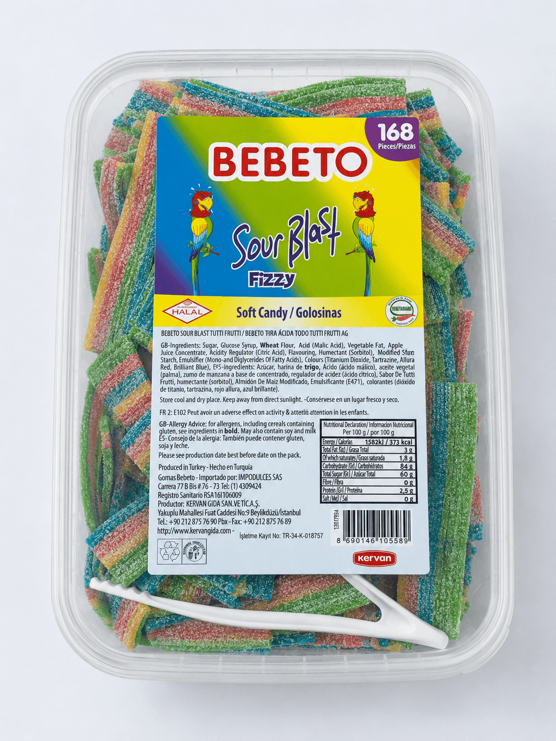 Bebeto Sour Blast Fizzy Rainbow Belts 168pcs